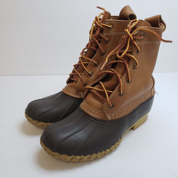 L.L. Bean Shoes - LL Bean Womens Bean Boots Size 6 Medium Width Brown Lace Up Waterproof Rubber